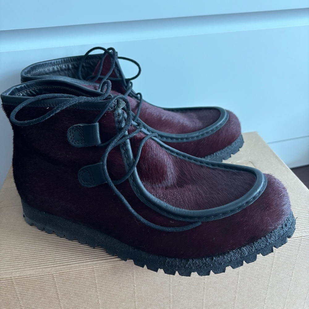 new, punto pigro burgundy genuine leather boots,  made in Italy, size 9